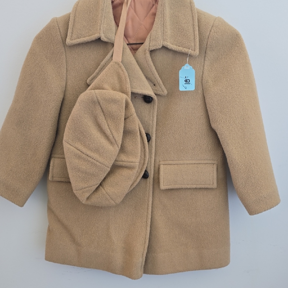 Kids Tan Coat with Matching Bag